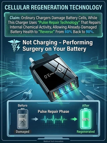 ⚡️The Secret to Faster Phone Performance📱Four-Port Travel Charger for Extended Phone Battery Life